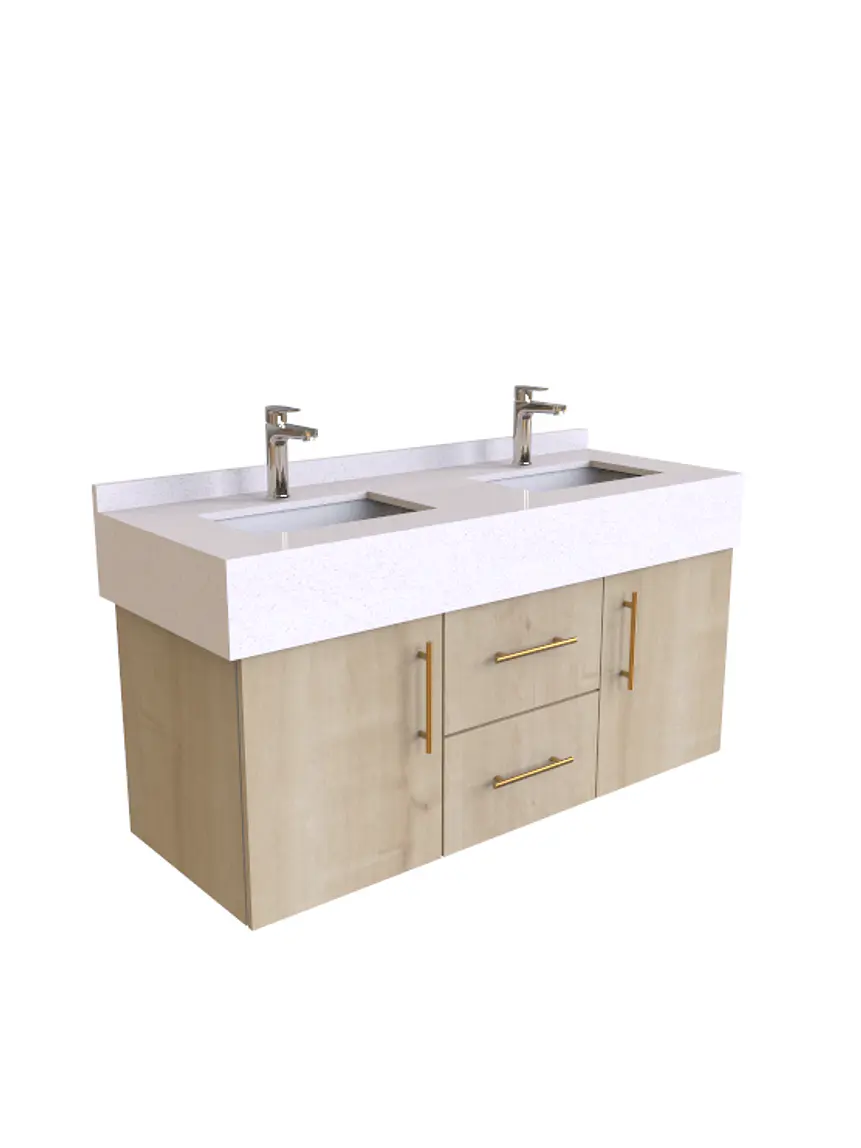 Mueble vanitorio Doble Aéreo  de 130 cm /  F1-1323 -DA / Rustico 1