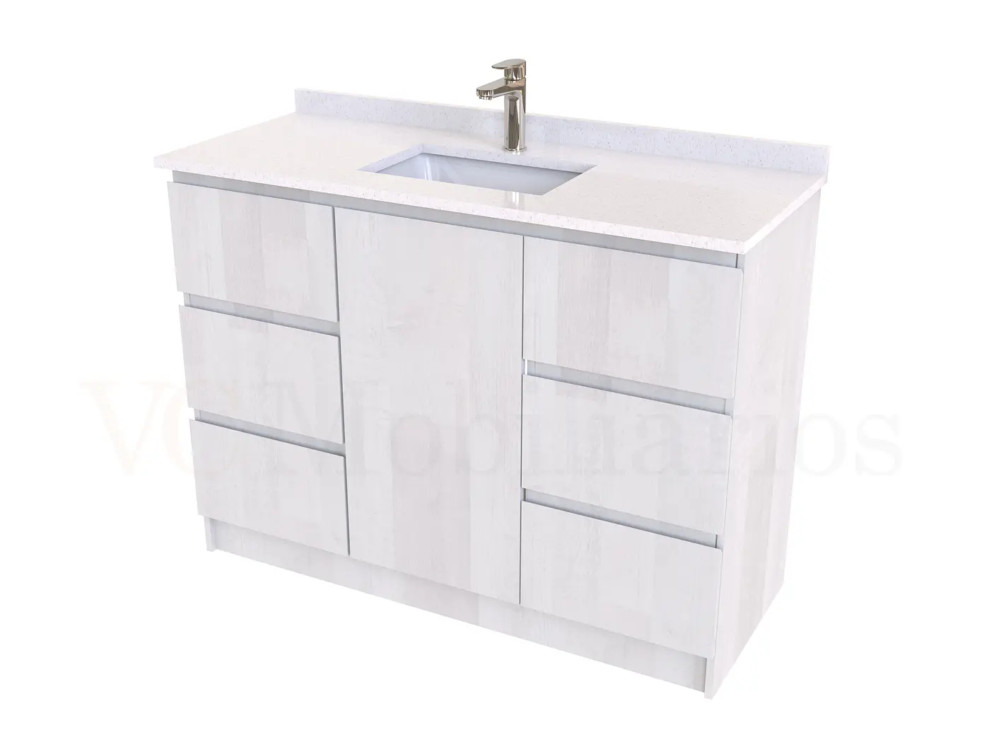 Mueble vanitorio al piso de 120 cm con cubierta de cuarzo M6-1238 / Legno 1