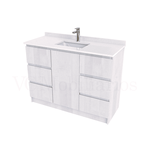 Mueble vanitorio al piso de 120 cm con cubierta de cuarzo M6-1238 / Legno