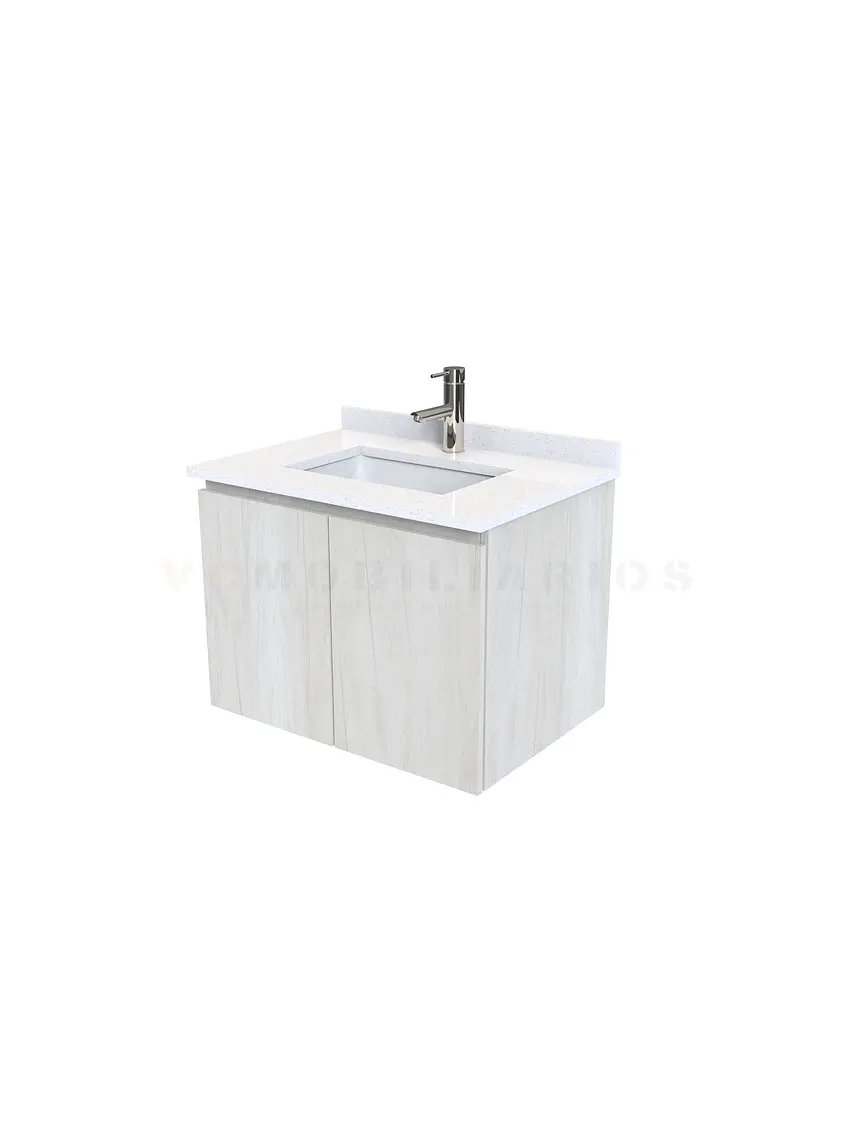 Mueble vanitorio aereo de 60 cm con cubierta de cuarzo / M0-638-A / Toscana 1
