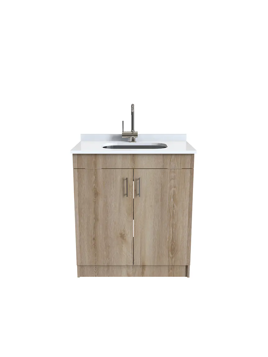 Mueble lavadero de 80 cm con cubierta de Cuarzo  / Cava 1