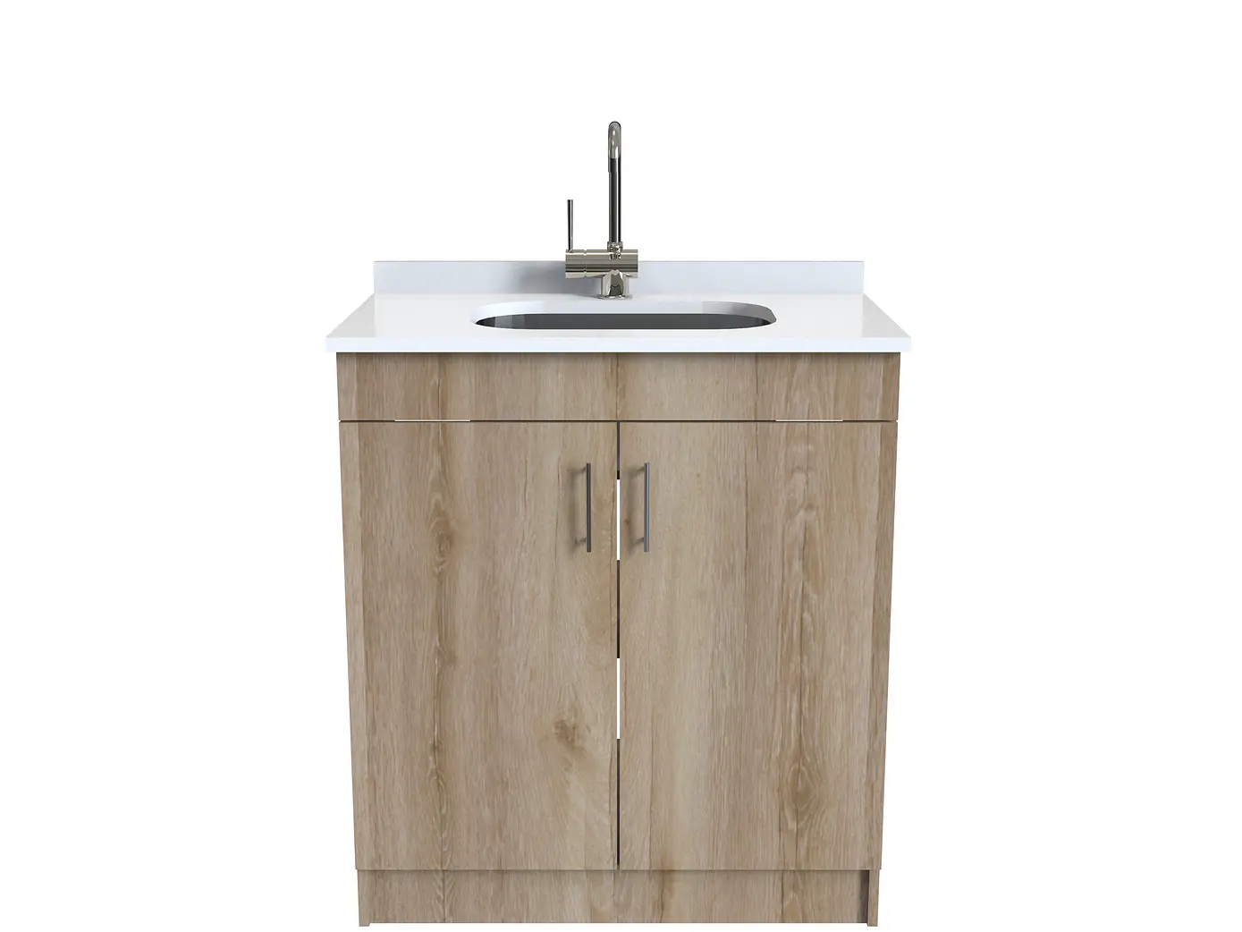 Mueble lavadero de 80 cm con cubierta de Cuarzo  / Cava 1