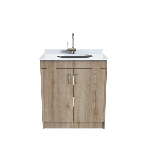 Mueble lavadero de 80 cm con cubierta de Cuarzo  / Cava