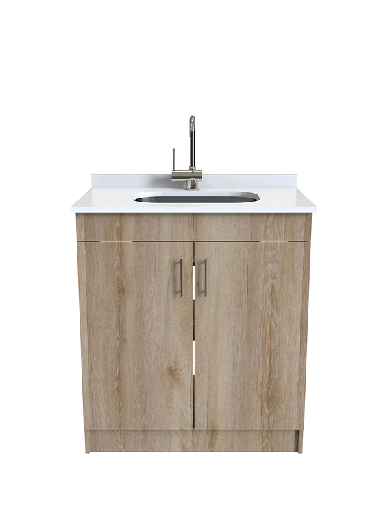 Mueble lavadero de 80 cm con cubierta de Cuarzo  / Cava 1