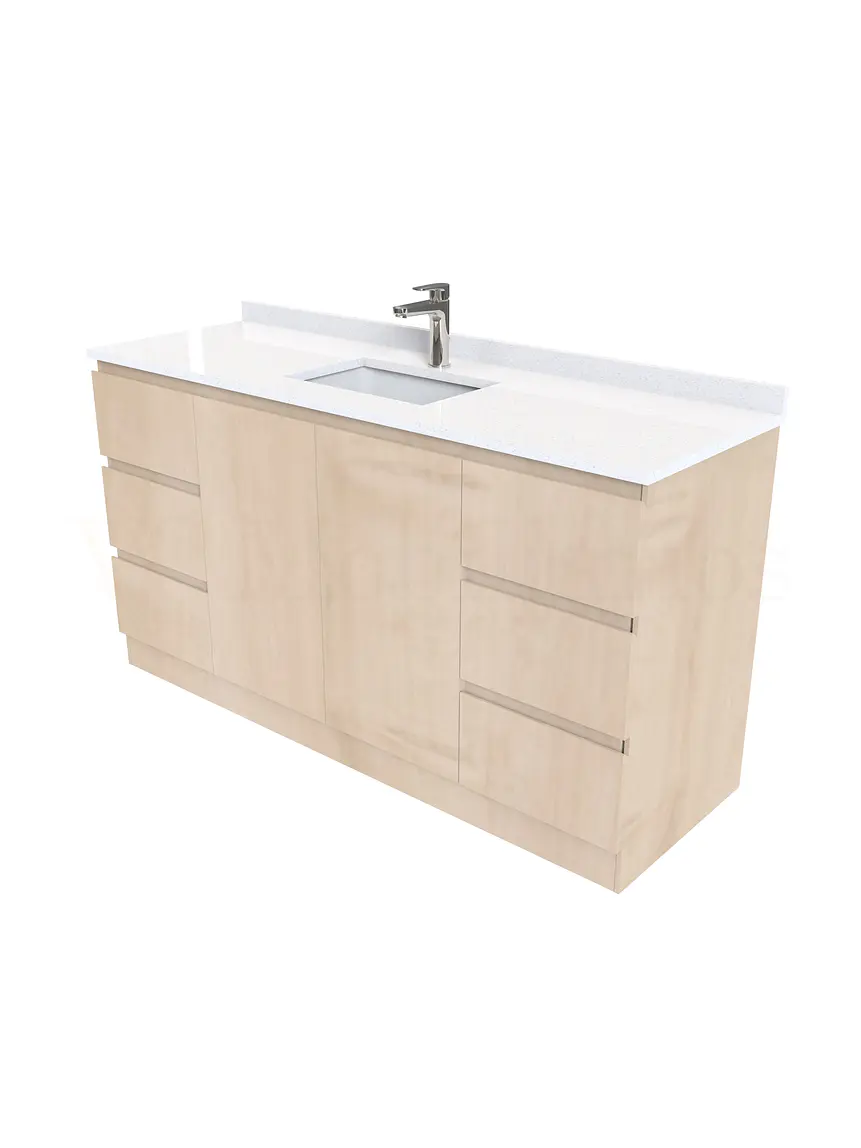 Mueble vanitorio al piso de 140 cm con cubierta de cuarzo M6-1438 /  Rustico 2
