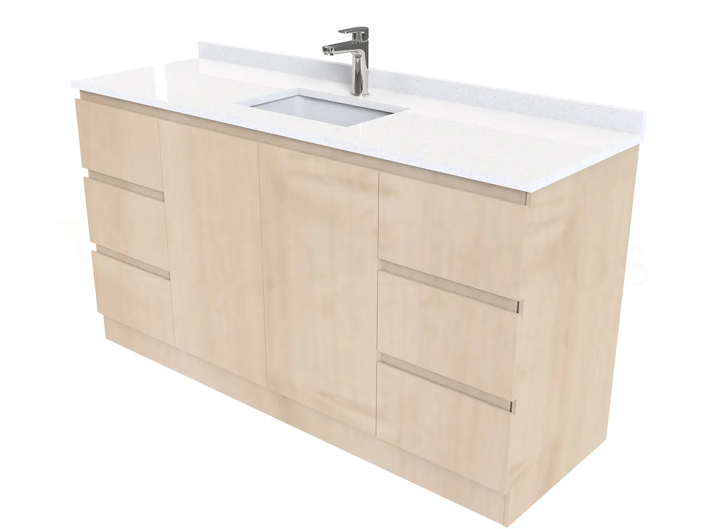 Mueble vanitorio al piso de 140 cm con cubierta de cuarzo M6-1438 /  Rustico 1