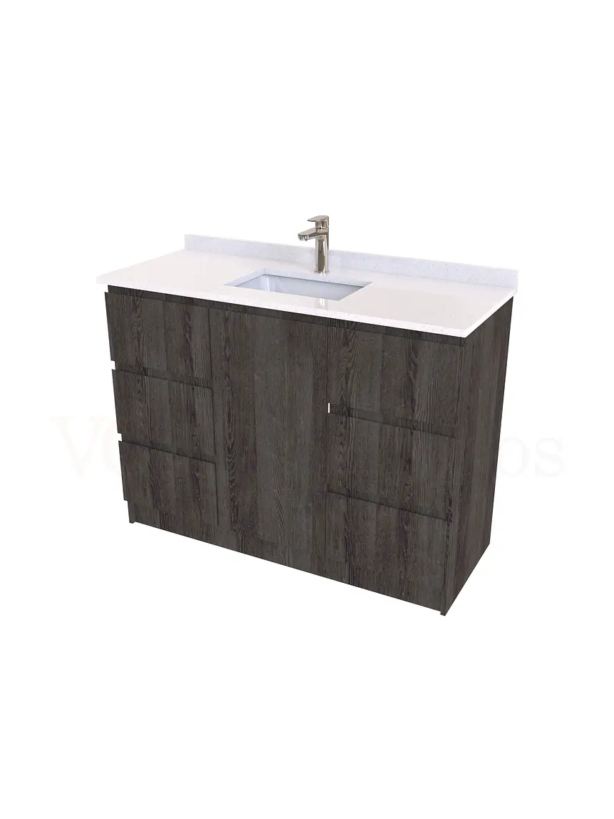 Mueble vanitorio al piso de 120 cm con cubierta de cuarzo M6-1238 / Espresso 1
