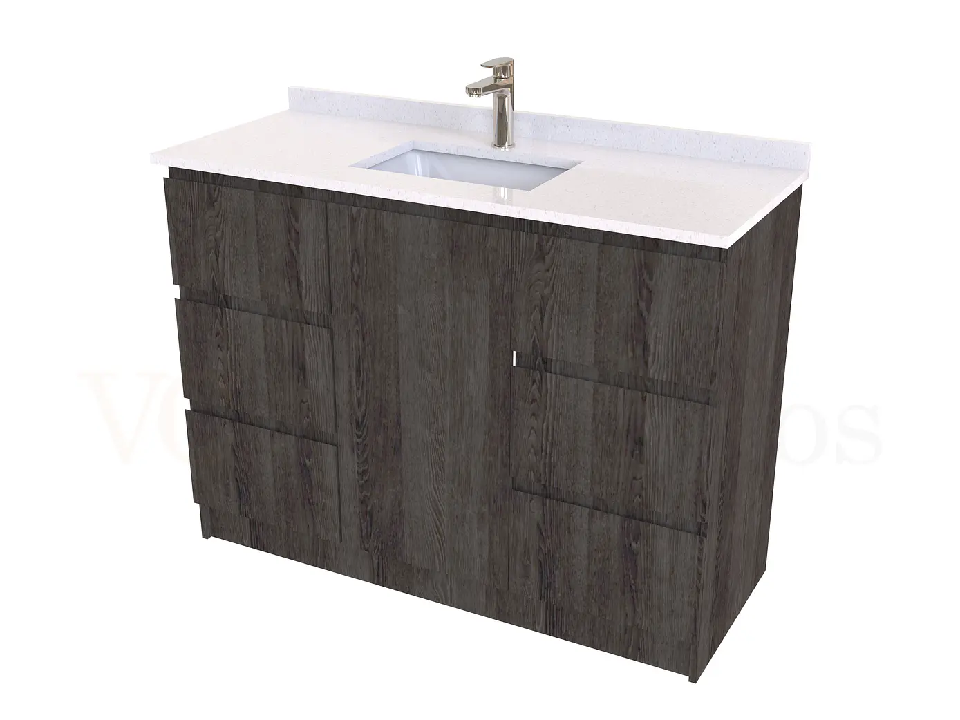 Mueble vanitorio al piso de 120 cm con cubierta de cuarzo M6-1238 / Espresso 1