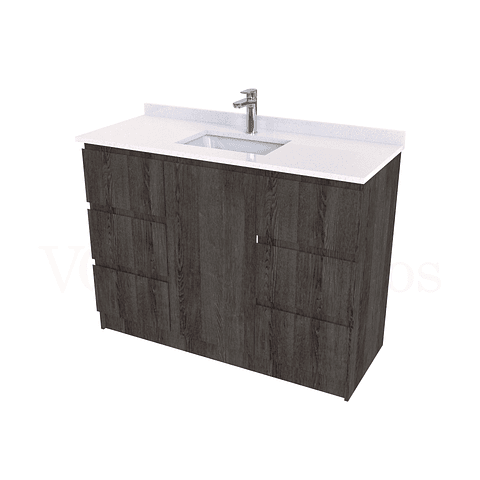 Mueble vanitorio al piso de 120 cm con cubierta de cuarzo M6-1238 / Espresso