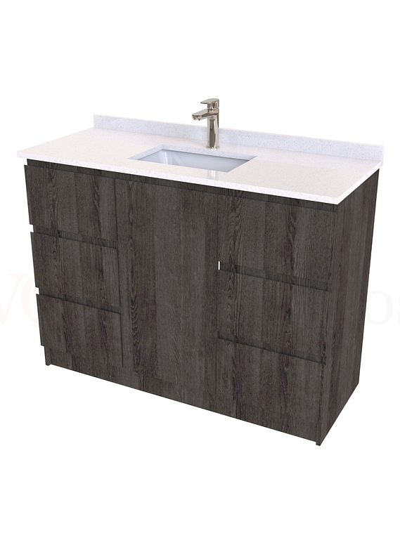 Mueble vanitorio al piso de 120 cm con cubierta de cuarzo M6-1238 / Espresso 1