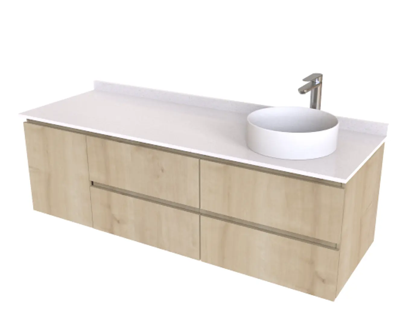 Mueble Vanitorio aereo para lavamanos sobreponer de 161,5 cm ME-1630-A con cubierta de cuarzo / Rustico 1