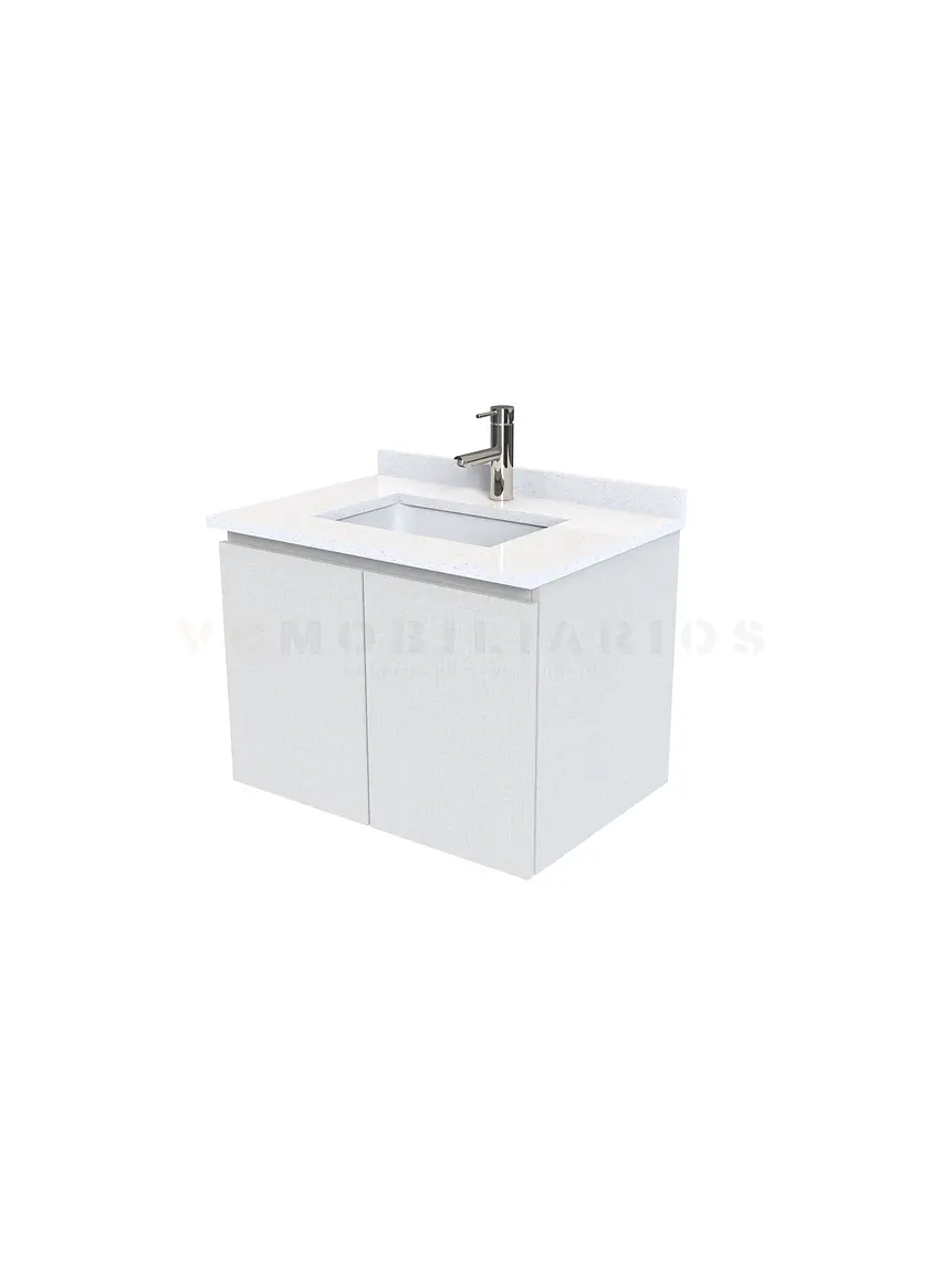 Mueble vanitorio aereo de 60 cm con cubierta de cuarzo / M0-638-A / Giorno 1