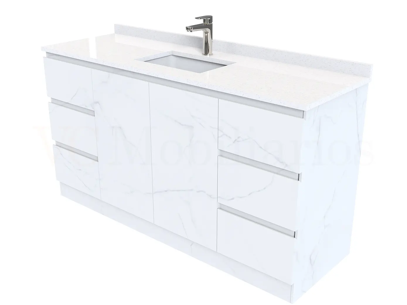 Mueble vanitorio al piso de 140 cm con cubierta de cuarzo M6-1438 /  Marmara 1