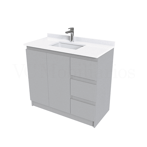 Mueble vanitorio al piso de 100 cm con cubierta de cuarzo M2-1038 / Notte