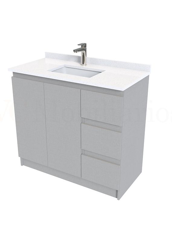 Mueble vanitorio al piso de 100 cm con cubierta de cuarzo M2-1038 / Notte 1