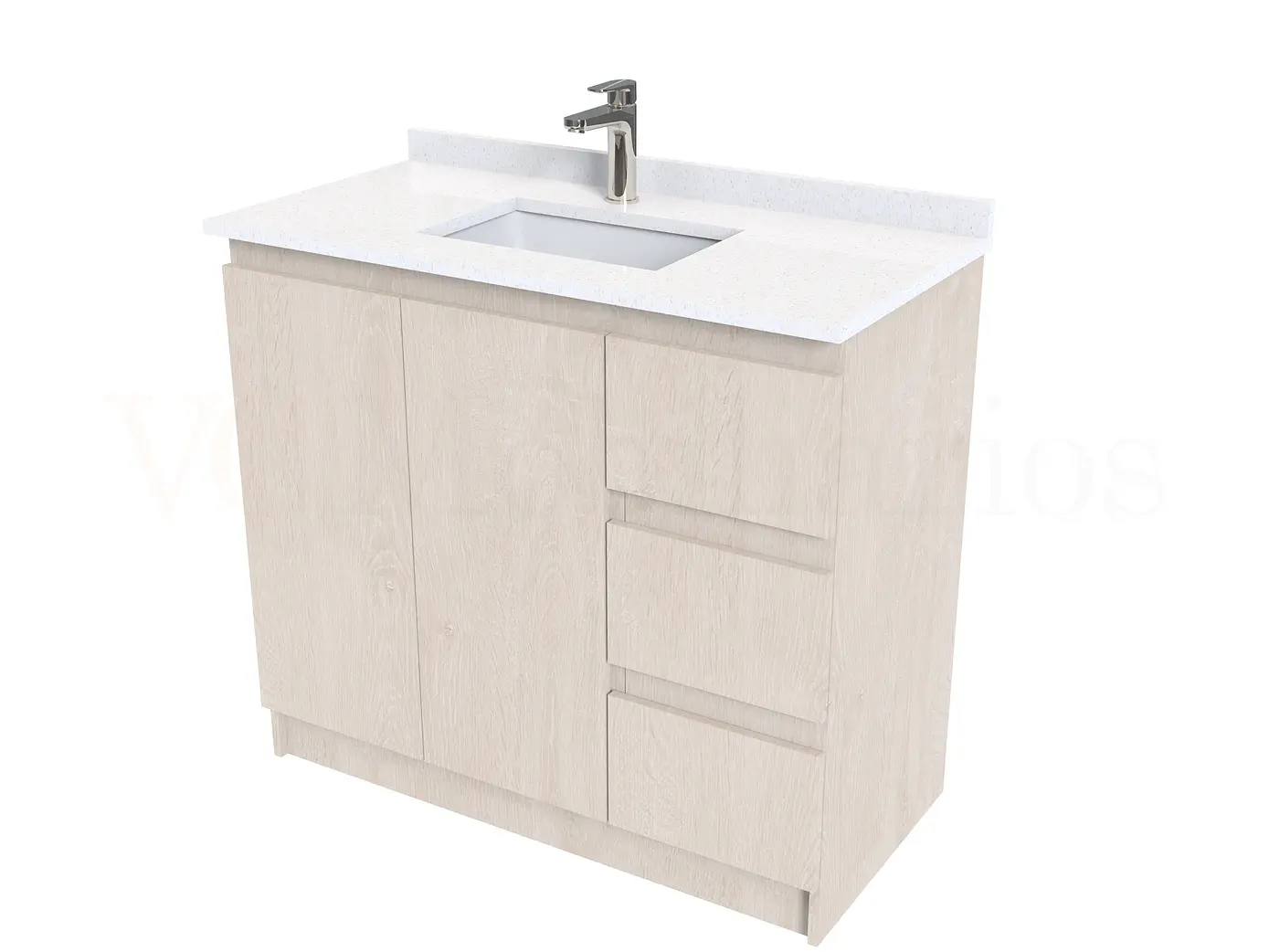 Mueble vanitorio al piso de 100 cm con cubierta de cuarzo M2-1038 / Provenzal 1