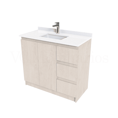 Mueble vanitorio al piso de 100 cm con cubierta de cuarzo M2-1038 / Provenzal