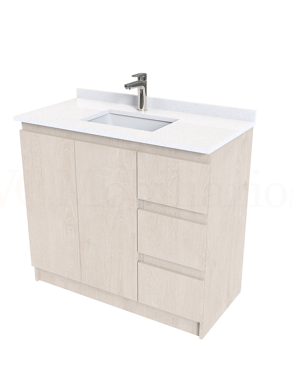 Mueble vanitorio al piso de 100 cm con cubierta de cuarzo M2-1038 / Provenzal 1