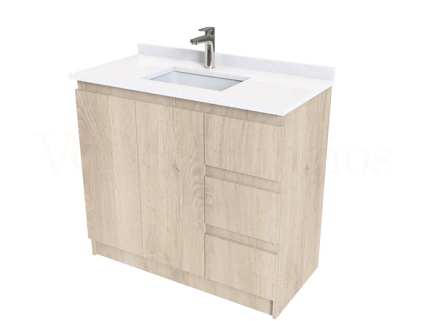 Mueble vanitorio al piso de 100 cm con cubierta de cuarzo M2-1038 / Jerez 2
