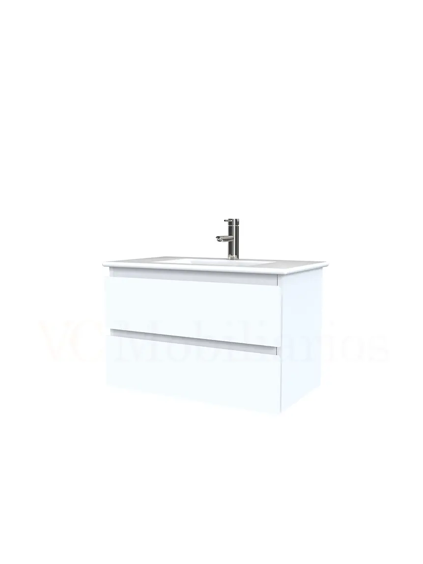 Mueble vanitorio aereo con cubierta de loza de 80 cm / M3-801-A / Blanco 1