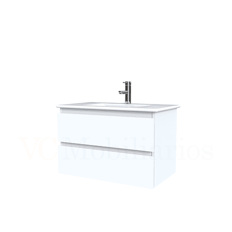 Mueble vanitorio aereo con cubierta de loza de 80 cm / M3-801-A / Blanco