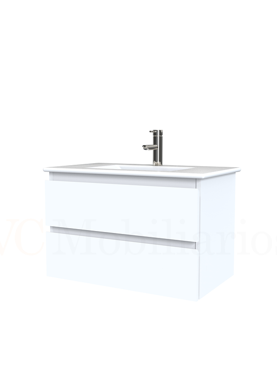 Mueble vanitorio aereo con cubierta de loza de 80 cm / M3-801-A / Blanco 1