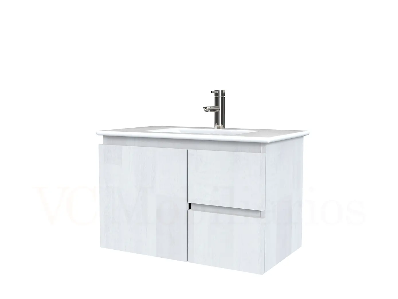 Mueble vanitorio aereo con cubierta de loza de 70 cm  /  M2-701-A / Legno 1