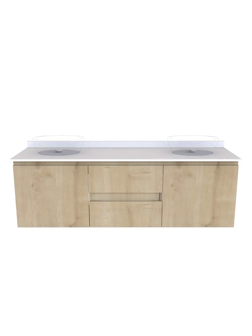 Mueble para cubiertas de lavamanos sobreponer doble de 150 cm M2-1500- / Solo Mueble / Rustico 1