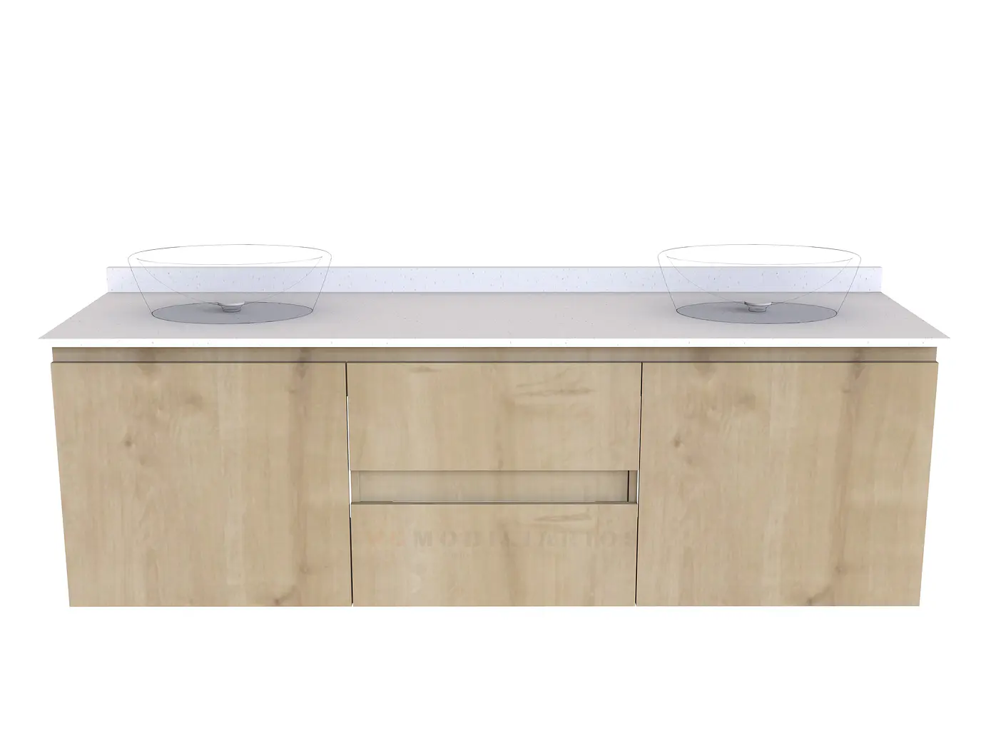 Mueble para cubiertas de lavamanos sobreponer doble de 150 cm M2-1500- / Solo Mueble / Rustico 1