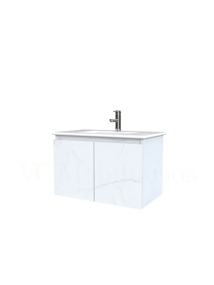 Mueble vanitorio aereo con cubierta de loza de 80 cm  /  M0-801-A / Marmara 1