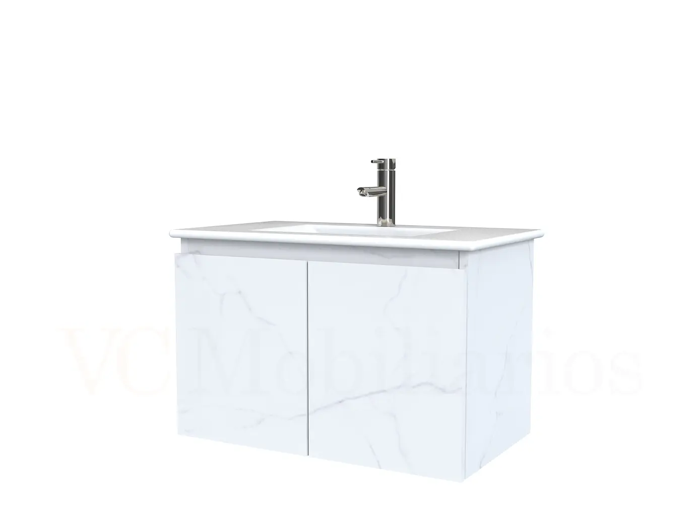 Mueble vanitorio aereo con cubierta de loza de 80 cm  /  M0-801-A / Marmara 1