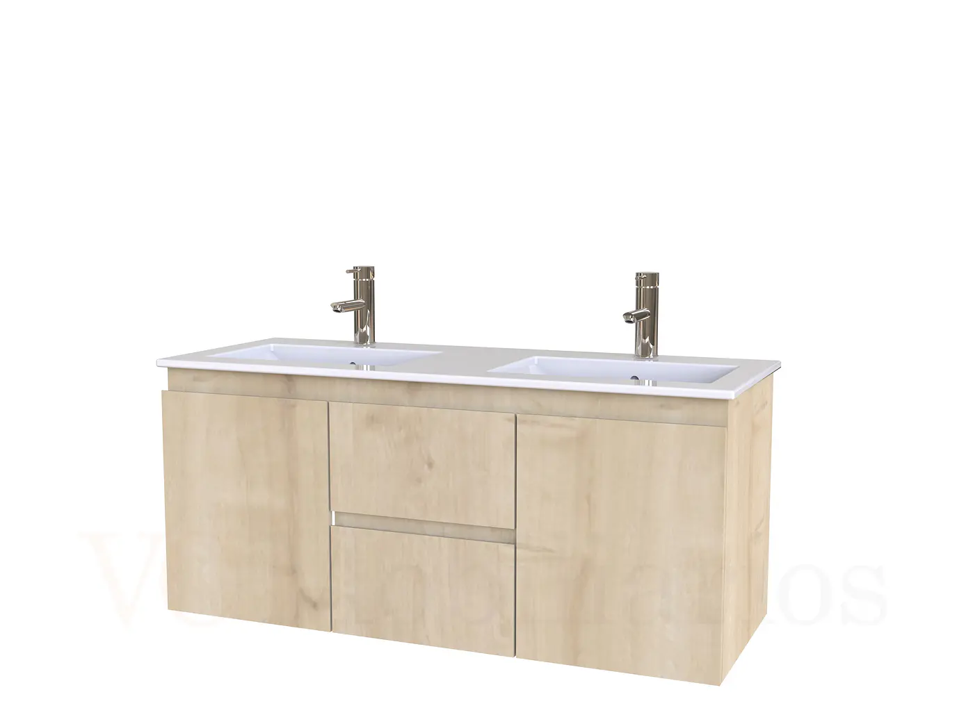 Mueble vanitorio Doble Aéreo  de 120 cm con cubierta de loza  /  M2-1221 -DA / Rustico 1