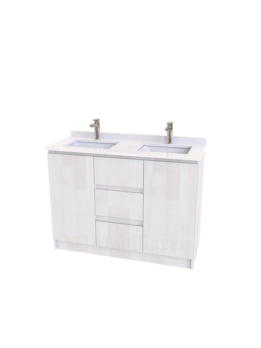 Mueble vanitorio Doble al piso con cubierta de cuarzo  de 120 cm /  M2-1234 -D / Legno 1