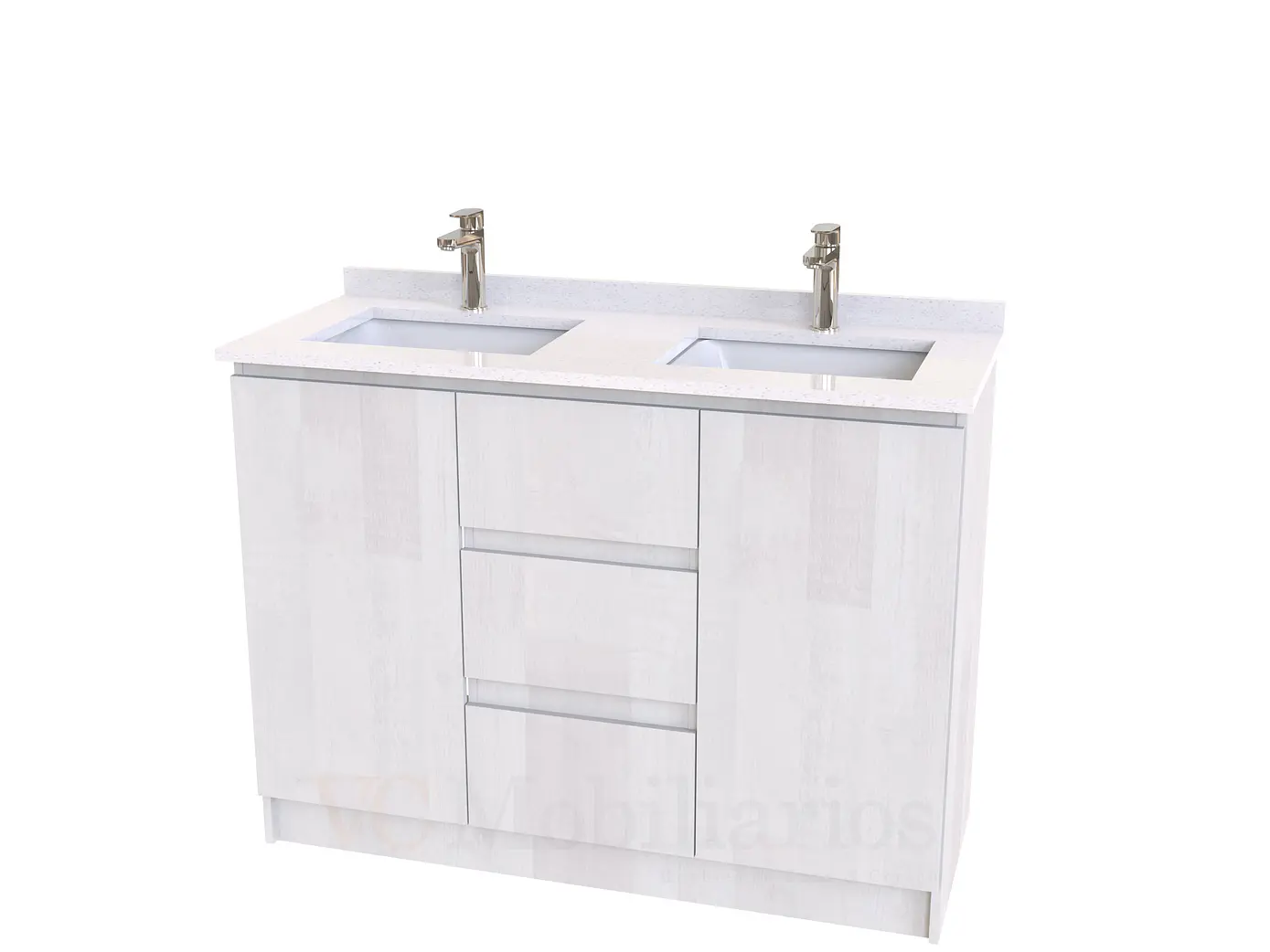 Mueble vanitorio Doble al piso con cubierta de cuarzo  de 120 cm /  M2-1234 -D / Legno 1