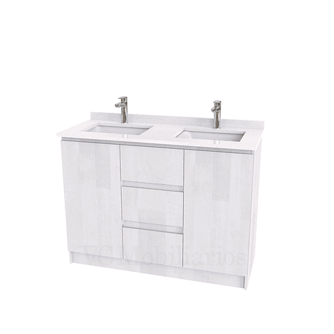 Mueble vanitorio Doble al piso con cubierta de cuarzo  de 120 cm /  M2-1234 -D / Legno