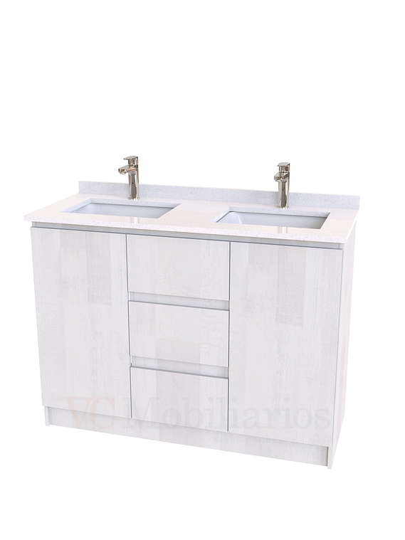 Mueble vanitorio Doble al piso con cubierta de cuarzo  de 120 cm /  M2-1234 -D / Legno 1