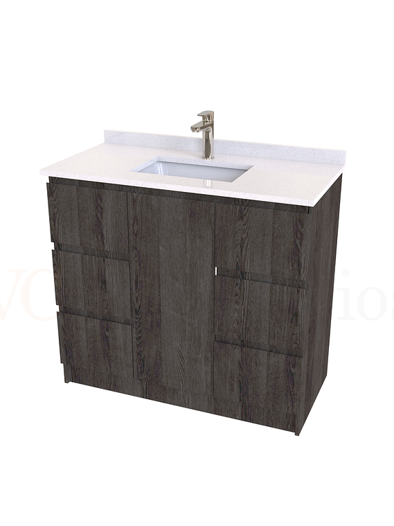 Mueble vanitorio al piso de 90 cm con cubierta de cuarzo M6-938 / Espresso 1