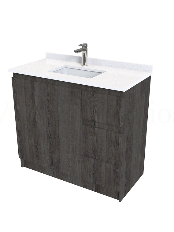 Mueble vanitorio al piso de 100 cm con cubierta de cuarzo M2-1038 / Espresso 1