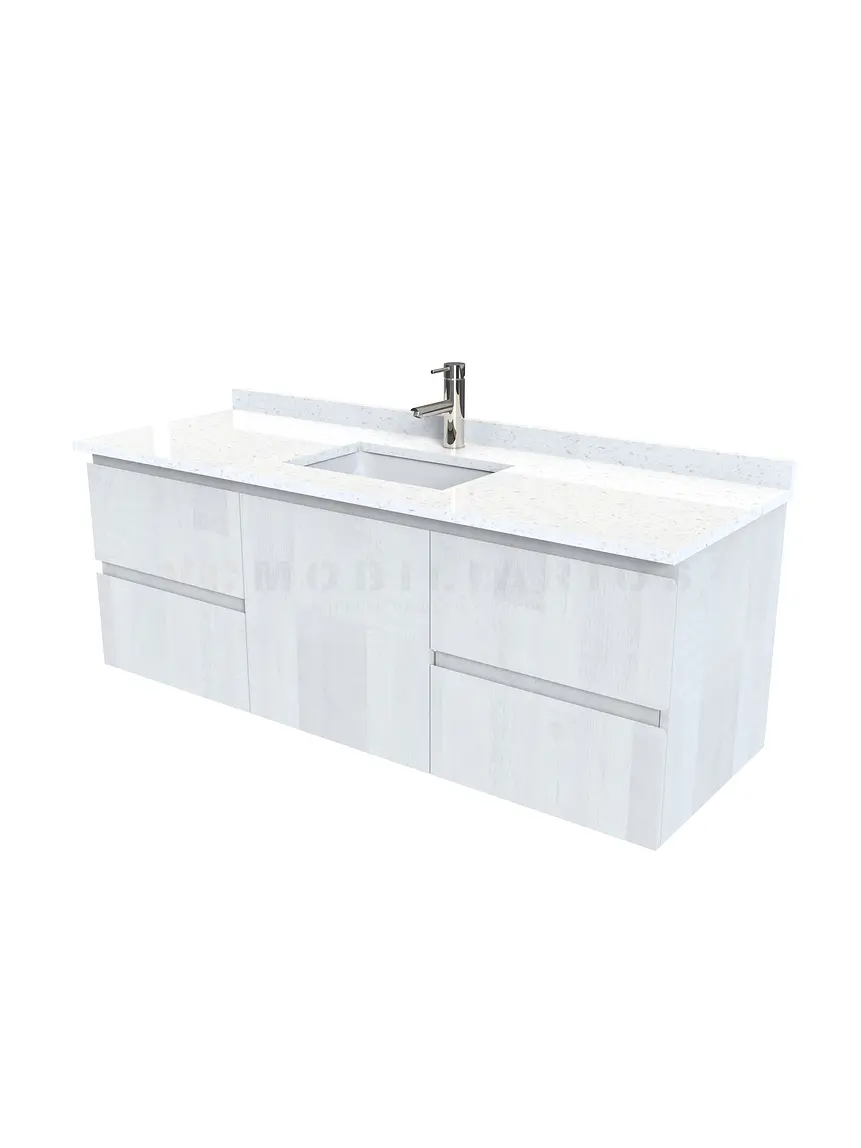 Mueble vanitorio aereo de 160 cm con cubierta de cuarzo / M2-1638-A / Legno 1
