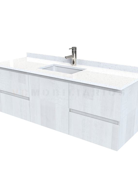 Mueble vanitorio aereo de 160 cm con cubierta de cuarzo / M2-1638-A / Legno 1