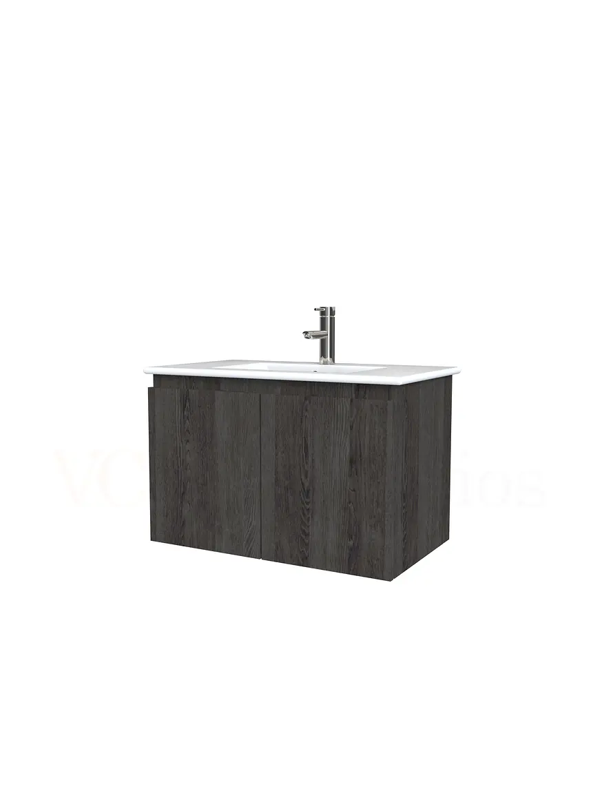 Mueble vanitorio aereo con cubierta de loza de 80 cm  /  M0-801-A / Espresso 1