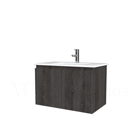 Mueble vanitorio aereo con cubierta de loza de 80 cm  /  M0-801-A / Espresso