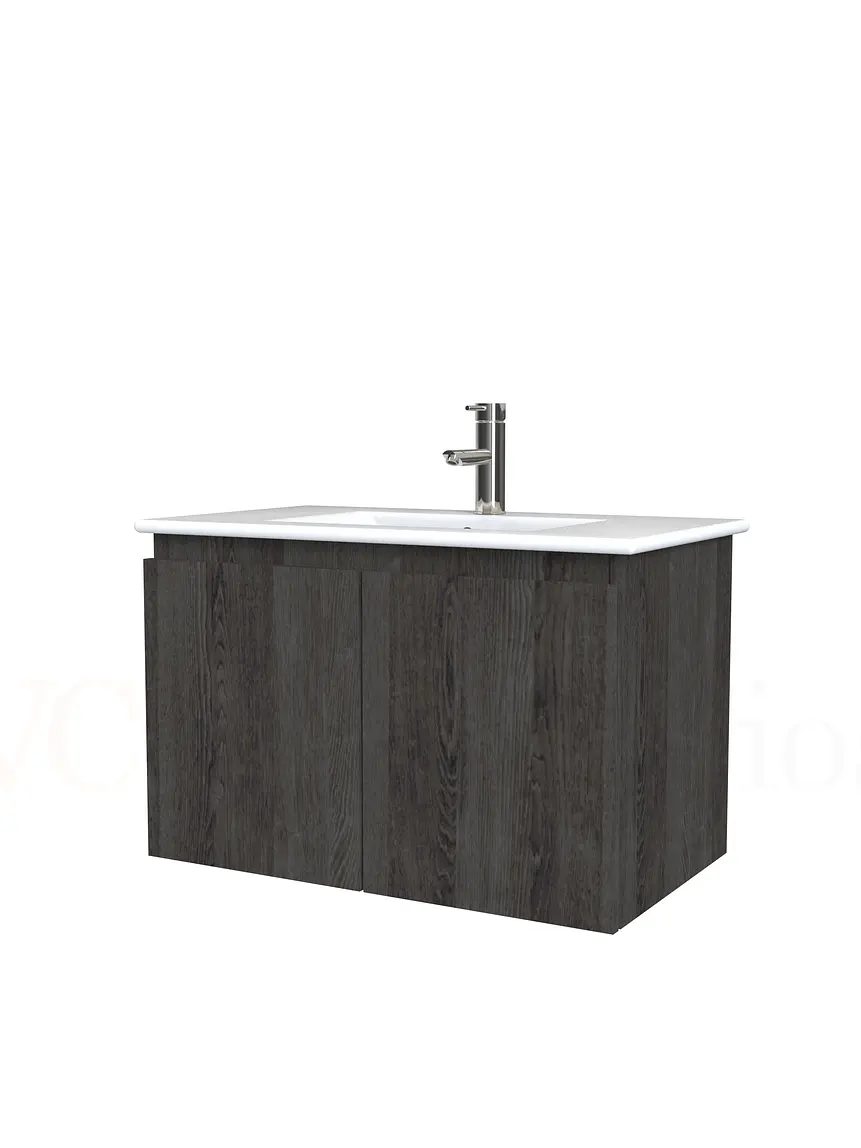 Mueble vanitorio aereo con cubierta de loza de 80 cm  /  M0-801-A / Espresso 1