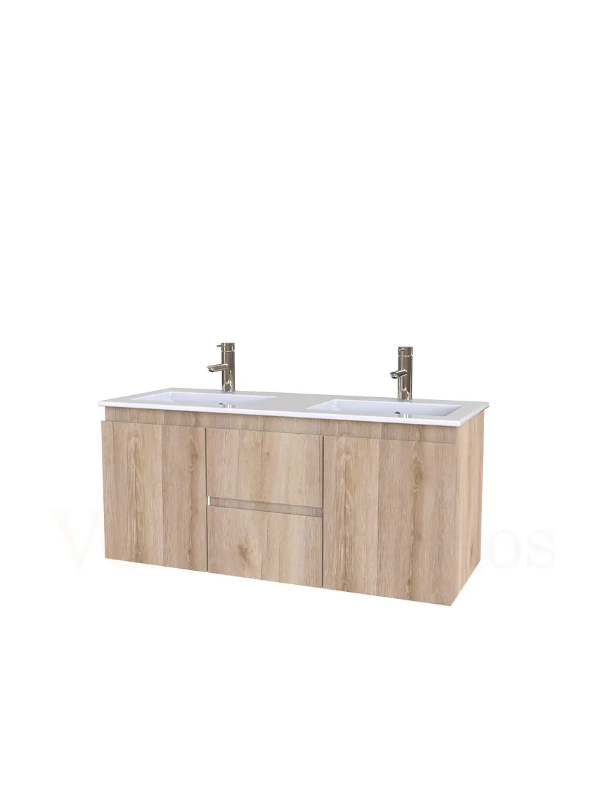 Mueble vanitorio Doble Aéreo  de 120 cm con cubierta de loza  /  M2-1221 -DA / Cava 1