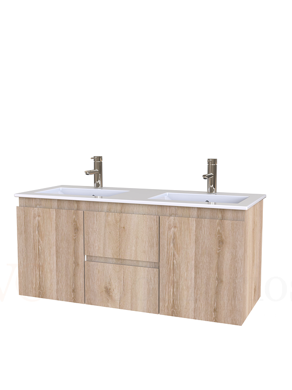 Mueble vanitorio Doble Aéreo  de 120 cm con cubierta de loza  /  M2-1221 -DA / Cava 1