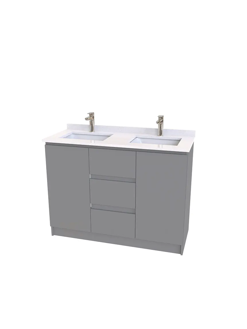 Mueble vanitorio Doble al piso con cubierta de cuarzo  de 120 cm /  M2-1234 -D / Carbon 1