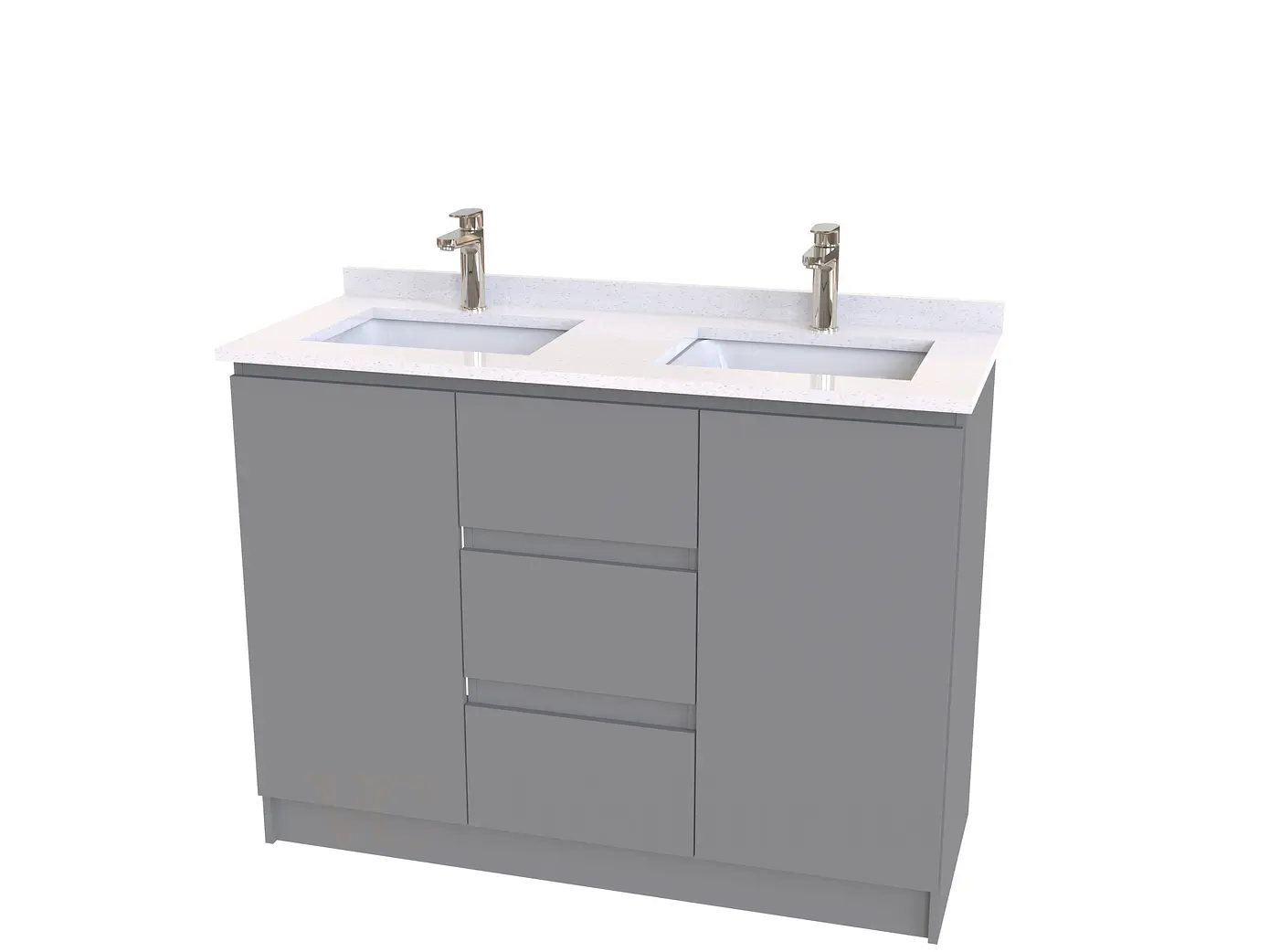 Mueble vanitorio Doble al piso con cubierta de cuarzo  de 120 cm /  M2-1234 -D / Carbon 1