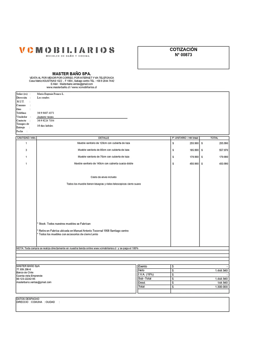 COTIZACIÓN N° 00873 1