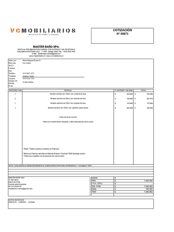  COTIZACIÓN N° 00873 1