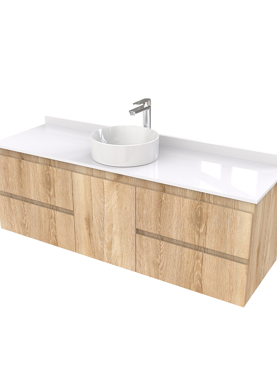 Mueble Vanitorio  aereo para lavamanos sobreponer simple de 160 cm M2-1630-SPA / Cava 1